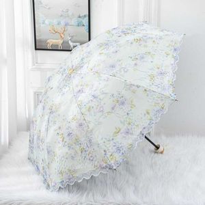 Regenschirme Mode Retro Doppelschicht Spitze Prinzessin Regenschirm Outdoor Tragbare Faltbare Sonnenschutz UV-Schutz Sunny Regenschirm