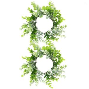 Decorative Flowers 2 Pcs Artificial Garland Fake Eucalyptus Leaf Wreath Spring Simulation Party Plastic Decor