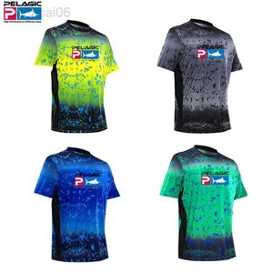 Acessórios de pesca Camisa de pesca pelágica ao ar livre masculina de manga curta T-shirt Vestuário de peixe UPF50 Roupa de proteção solar respirável com capuz Roupa de pesca HKD230706