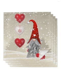 Table Napkin Christmas Gnome Snowflake Love Heart Napkins Set Festival Home Wedding Party Dinner Cloth