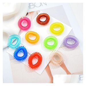 Cheveux Élastiques 2.5Cm Haute Qualité Petit Téléphone Fil Cordon Gomme Cravate Filles Bande Élastique Anneau Corde Bonbon Couleur Bracelet Extensible Sc Dhql1