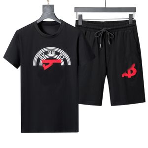 デザイナー男性ジャージ t シャツセット B 文字ストリートカジュアル通気性サマースーツトップスショーツ Tシャツアウトドアスポーツスーツスポーツウェア品質セットアジアサイズ M-3XL