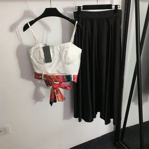 Sexigt mode för kvinnor sommar 2 st klänningsset träningsoveraller outfits singlet linne med maxi veckade kjolar D kläder för kvinnor träningsoverall