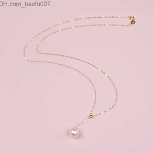Pendant Necklaces NYMPH 18K Gold Necklace Natural Seater Pearl Pendant 8-8.5mm Pearl AU750 Women's Party Exquisite Jewelry Z230707