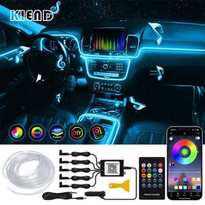 Segno LED Car Interior Luci ambientali RGB Fibra ottica Kit di illuminazione con App Music Control Neon Auto Atmosfera Lampade decorative Strisce HKD230706