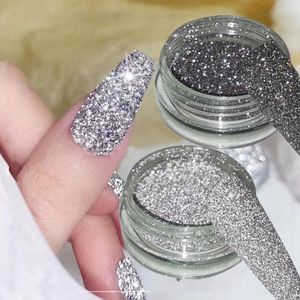 Nail Glitter 1Box Sparkling Diamond Nail Powder Laser Silver Reflective Glitter Sequin Shiny Nail Art Dipping Powder Holographic Dust NFSZF 230705