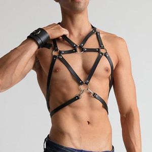 Bras Sets Fetish Gay BDSM Bondage Men Sexy PU Leather Harness Male Lingerie Adjustable Sexual Body Punk Style Belts Harajuku For Adult