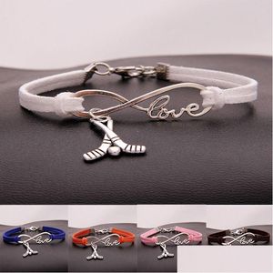 Braccialetti con ciondoli New Hockey Sports Bracciale Vintage Infinity Love Veet Rope Wrap Lobster Bangle Braccialetto per donna Uomo S Fashion Jew Dhvt6