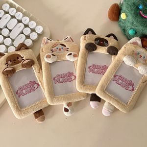 File per biglietti da visita Kawaii Cute cat Serie Soft Plush 3 Inch Kpop Pocard Holder Po Bag Pendant School Stationery 230705