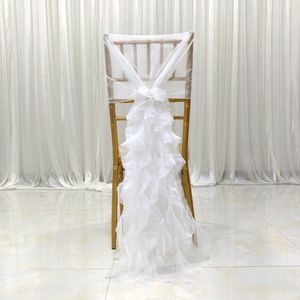 Faixa de cadeira fashion com decorações de casamento delicadas de chiffon 3D capas de cadeira de bambu acessórios de festa