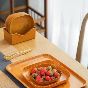 プレート 8 個素晴らしい非変形木目テクスチャキッチン保存容器食器用品スナックプレート唾骨ディスク