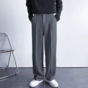 Мужские брюки драпированный мешковой костюм дизайн личности с твердым цветом Прямой премиум повседневные простые брюки 2023 Spring 230705