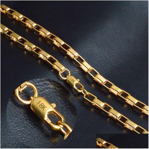 Ketten 4mm 18k Goldkette für Männer 20 Zoll Box Choker Frauen Halskette Hip Hop Schmuck in BK Großhandel Drop Lieferung Halsketten Anhänger DHYU5