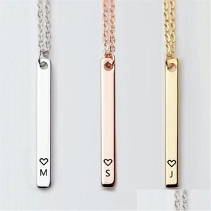 Collane con ciondolo Nuova lettera iniziale Bar Lariat per donna Uomo 26 Alfabeto inglese Cuore a forma di Y Catene Girocollo Gioielli di moda Regalo D Dh2Ds