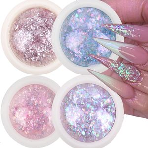 Paznokci Brokat Holograficzny Paznokci Cekiny Dekoracje Błyszczące Płatki Syrenka Opal Puder Fioletowy Brokat DIY Chrome Proszek Lustro Neon Nail Art Narzędzia 230705