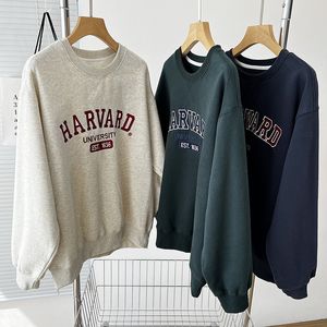 Kadın Hoodies Sweatshirts Ağır Endüstri Alfabesi İşlemeli Peluş Peluş Peluş Sıradan Kazak Kadın İlkbahar ve Sonbahar Kalın Sıcak Gevşek Kolej Tarzı 230706