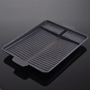 BBQ Grills Grill Pan Plate 32 X 26cm Portable NonStick Coating Butane Gas Stove Cooker Rectangle Korean Barbecue 230706