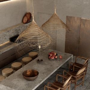 Kolye lambaları Led Lamba Retro Bambu Yemek Odası Yatak Odası Giriş Restoranı El Dekorasyon Kapalı Işık