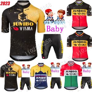 Cycling Jersey Sets Kids Jumbo Visma TDF Set Slovenia Belgium Boys Girl Clothing Children Road Bike Shirt Suit 230706