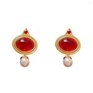 Dangle Earrings Ear Stud Portable Rhinestone Pearl Replacing Oval Vintage Anti-rust Girls Ladies Party Travelling Earring Jewelry