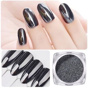 Nail Glitter 1gBox DIY Black Mirror Nail Glitter Powder Brillante Chrome Pigment Dust Paillettes Nail Art Decorazioni 230705