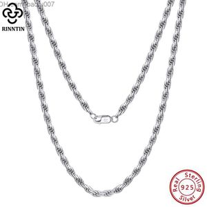 Pendant Necklaces Rintin Luxury 925 Sterling Silver Diamond Cut Rope Chain Necklace for Men's Fashion Italian Silver Necklace Chain Jewelry SC29 Z230707