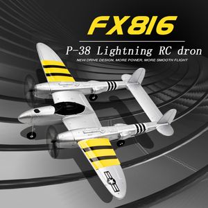 ElectricRC Aircraft FX816 World War II Air Force P38 RC Airplane 2.4GHz 4CH RC Aircraft Fixed Wing Outdoor Flight Drone For Kid Toys Birthday gift 230705