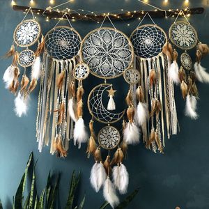 Decorative Objects Figurines Dream catchers Feathers Handmade Style Catchers Living Bedroom Wall Hangings Home Decoration 5pcsset Dreamcatcher 230706