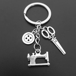 Sewing Machine Keychain Scissors Tape Measure Button Keyring Tailored Keychain Friend's Fashion Gift