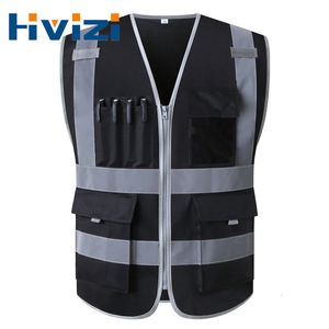 Other Hi Vis Workwear Safety Reflective Vest Construction Building Vest Safety Clothing Work Vest Multi Pocket Black Vest Plus Size 230706
