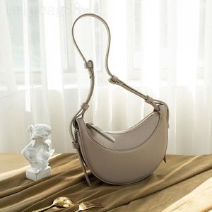 Borsa di design semplice per borsetta da donna di lusso dall'aspetto gradevole marrone grigio bianco borse mezza luna accessori moda borsa a tracolla chiusura con cerniera