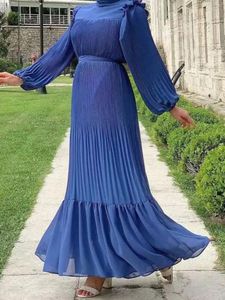 Roupas étnicas Peru Muçulmano Vestido Plissado Feminino Abaya Ruffle Marrocos Vestidos de Festa Ramadan Eid Kaftan Dubai Vestidos Arab Abayas Caftan