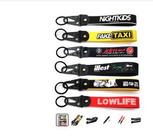 Collectable JDM Style Car Keychain Nylon Low Life Fake Taxi Gift Lanyard Keyring Auto Key Steel Spring Clip Key Starp Key Pendant Lucky Cat