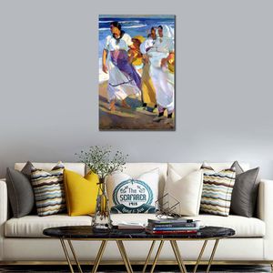 Küsten-Leinwandkunst, valencianische Fischerfrauen, Gemälde von Joaquin Sorolla Y Bastida, Reproduktion, impressionistische Landschaft, handgefertigt