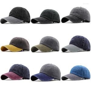 Caps de bola 2023 Splicing Washed Baseball Cap Mulheres Men Men Snapback