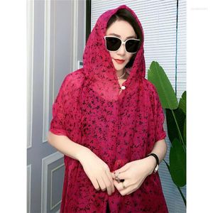 Women's Swimwear Beach Cape Hooded Shawl Sunscreen Coat Wind Protection Multifunctional Scarf Vacation And Leisure Women Poncho Cloak Red