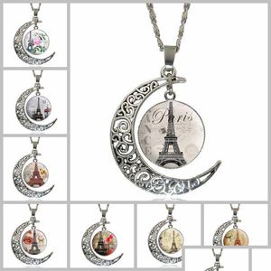 Anhänger Halsketten Neue Mode Hohl Geschnitzte Edelstein Halskette Mond Eiffelturm Für Mann Frauen Mix Modelle Schmuck Drop Lieferung Pendan Dhywg