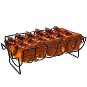 BBQ Grills Barbecue Grill Rack Nonstick For Household Outdoor Camping Roasting Rib Rotisserie Steak Holders Stand 230706