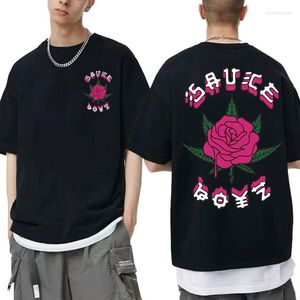 Camiseta Masculina Edição Limitada Rapper Eladio Carrion Graphic T-shirt Rose Flower Print Camiseta Homens Mulheres Molho Hip Hop Boyz Music