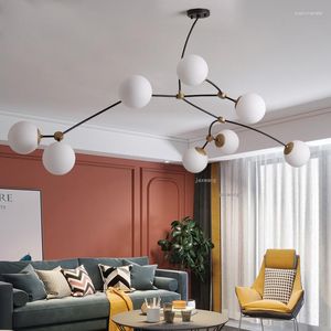 Chandeliers Nordic Lustre LED Chandelier Household Living Room Lighting Glass Ball Hanging Lamp Light Fixtures Loft Suspension Luminaire