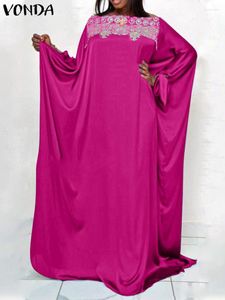 Casual Dresses Fashion Summer Maxi VONDA 2023 Women Bohemian Dress Loose Long Sleeve Party Sundress Holiday Robe Femme
