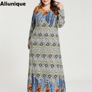 Vestuário étnico Aliunique Moda Impressão Patchwork Vestido Feminino 2023 Outono Árabe Abaya Muçulmano Turco Longo Dubai Islâmico