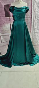 Sukienek Vintage długa satynowa zielona plisowana wieczorowa z odpinanym pociągiem syrenka długość podłogi zamek błyskawiczny formalne suknie dla kobiet