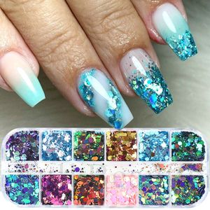 Glitter per unghie Specchio Iridescente Nail Art Paillettes Olografico Misto Esagono Grosso Glitter per unghie Polvere Fiocchi Scintillanti Lustrini Manicure LAGB 230705