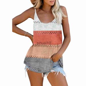 Faça você mesmo Tanks Camis Feminino Camis de Férias de Verão Blusas de Malha Patchwork Feminino T-shirts Femininas Casuais Pulôver Solto Tops de Praia J230706