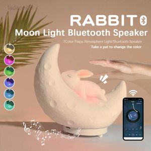 LED İşaret Bluetooth Müzik Tavşan Ay Hoparlör LED Işıklar RGB Atmosfer Silikon Neon Gece Işık Oda Dekoru Dekorasyon Yatak Odası Lambası HKD230706