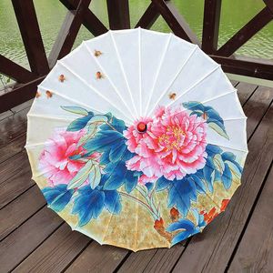 Umbrellas Retro Silk Cloth Umbrella For Women Cherry Blossoms Decorative Umbrella Chinese Style Oil Paper Wooden Handle Umbrella