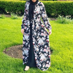 Abbigliamento etnico Dubai Musulmano Abito lungo manica lunga Kimono Jilbab Abaya Paillettes Donna Cardigan aperto Arabo islamico Medio Oriente Abito abito