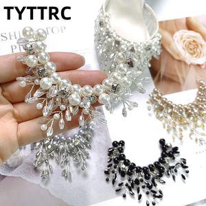 Shoe Parts Accessories 1PC DIY Flat Slipper Flower Beautiful Beading Elegant Design Bridal Wedding Party Shoes Accessory For high Heels Shoe Decoration 230705