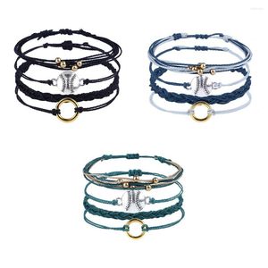 Pulseiras de elo Corda Corrente de Malha Pulseira de Pulso com Acabamento Fino Requintado Círculo Personalizado Conjunto de Jóias Pendentes à Mão